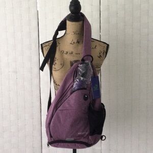 Waterfly Classic Ultra Light Crossbody Bag Purple & Blk w/ umbrella